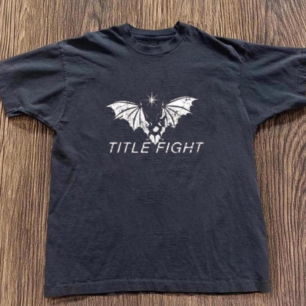 Gildan Men Black T-Shirt Title Fight Black Band Tee 1